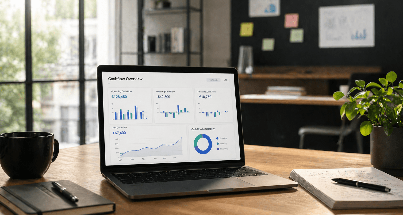 Laptop with cashflow dashboard